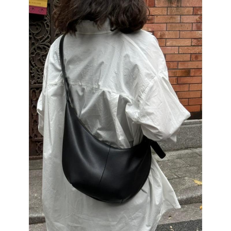

Versatile Minimalist Lazy Wind Dumpling Soft Leather Underarm Bag Niche Premium Commuter Shoulder Bag Crossbody Bag чёрный