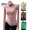 Slim Fit Tops Women High Collar Long Sleeve Base Shirt Elastic Solid Color Autumn Winter Breathable