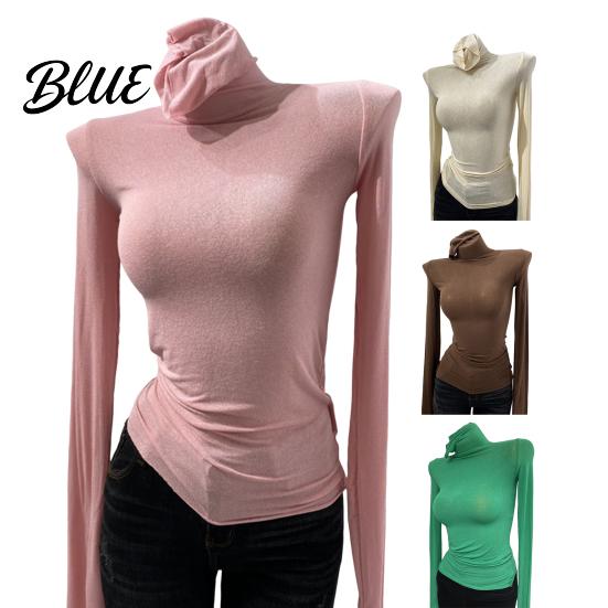 Slim Fit Tops Women High Collar Long Sleeve Base Shirt Elastic Solid Color Autumn Winter Breathable