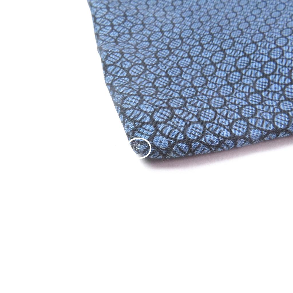 Excellent HERMES Tie Geometric All-over Wide Tie Blue Silk Mens 7695 OA Used