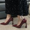 Not tired feet, beautiful shallow mouth single shoes 2025 spring and autumn new burgundy patent leather pointed temperament sexy high heels women