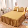 Korean Style Princess Bed Skirt - Non-Slip, Solid Color Cover