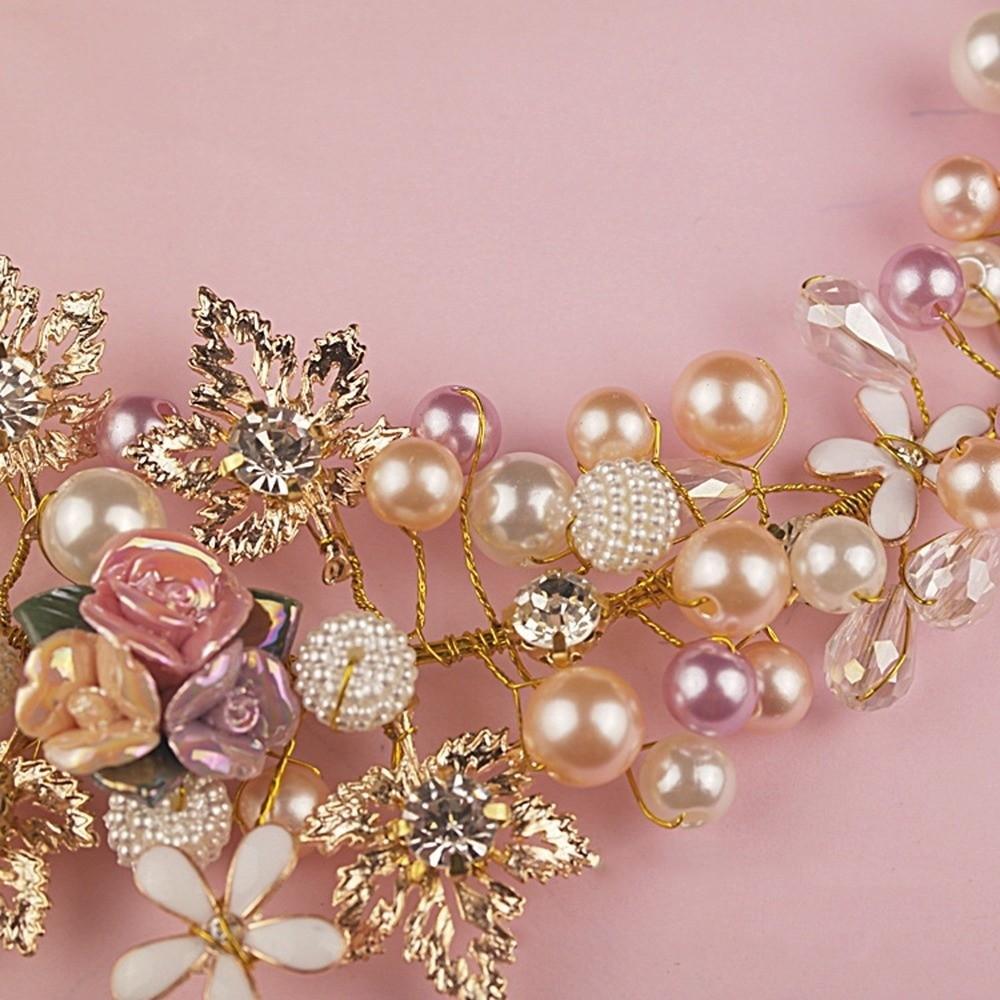 Gold Color Princess Crowns Rhinestone Bridal Jewelry Exquisite Flower Crown  Gift