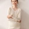 Versatile V-neck Cashmere Wool Sweater - Warm, Loose, Solid Color, Fashion-Forward Base Layer