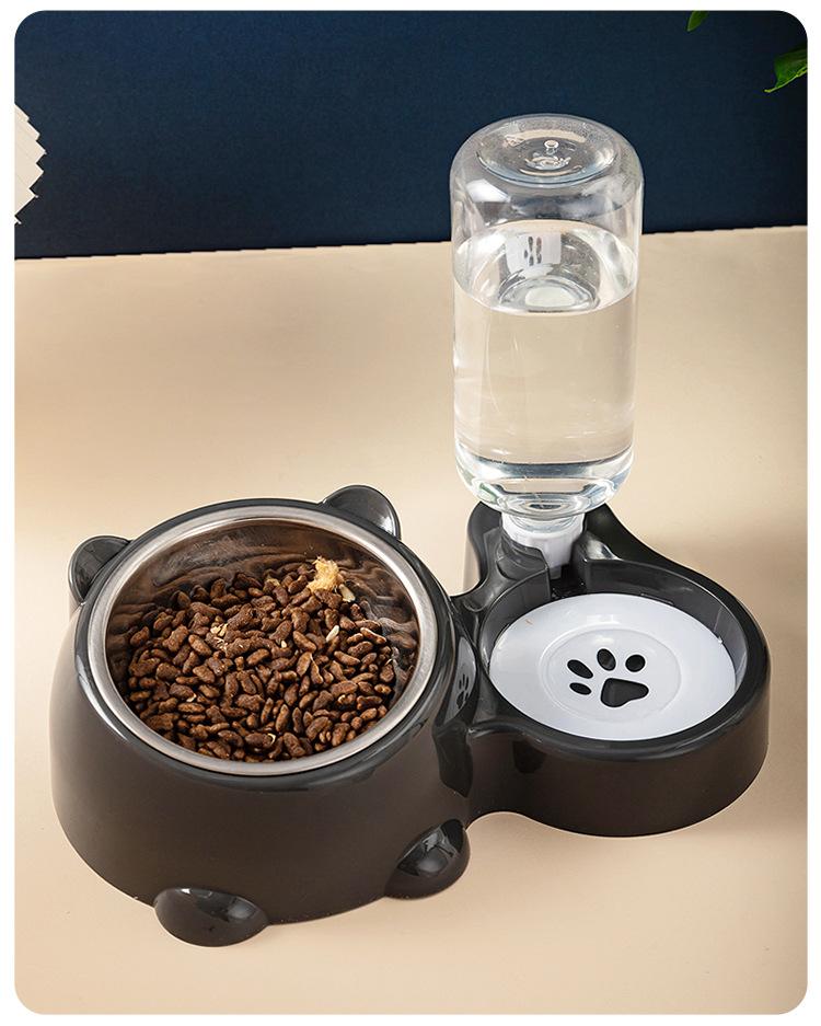Non Slip Food Water Double Layer Raised Feeding Bowl No Spill Design for Cat Puppy Household Daily Pet Supplies