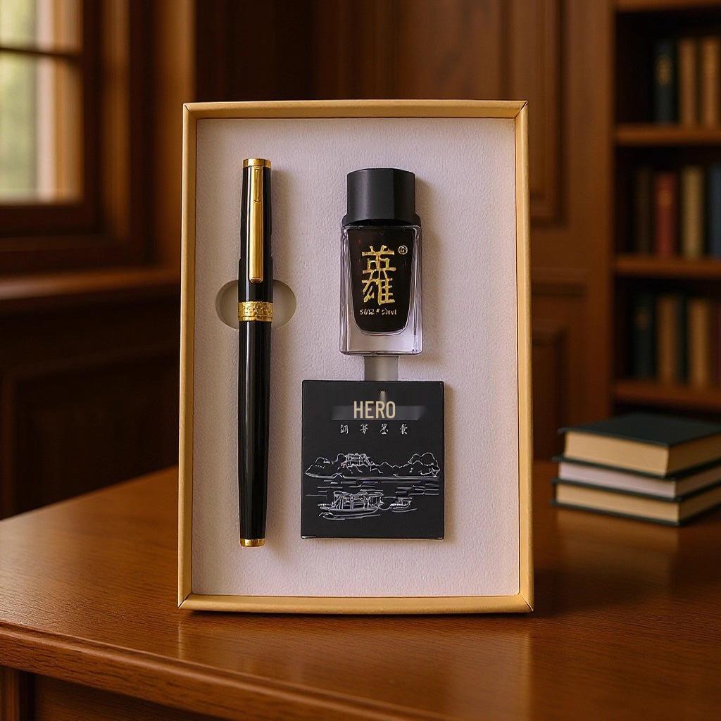 Hero Yipin 777 Fountain Pen with Ink Cartridges - Luxury Corporate Gift with Custom Engraving 0.5mm