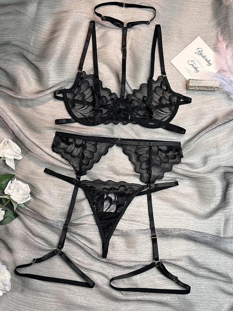 Sexi Babydoll Lace Bra And Panty Set Perspective Sex Erotic Costumes Lingerie Set Underwear Dress Porn Sexy Lingerie For Women