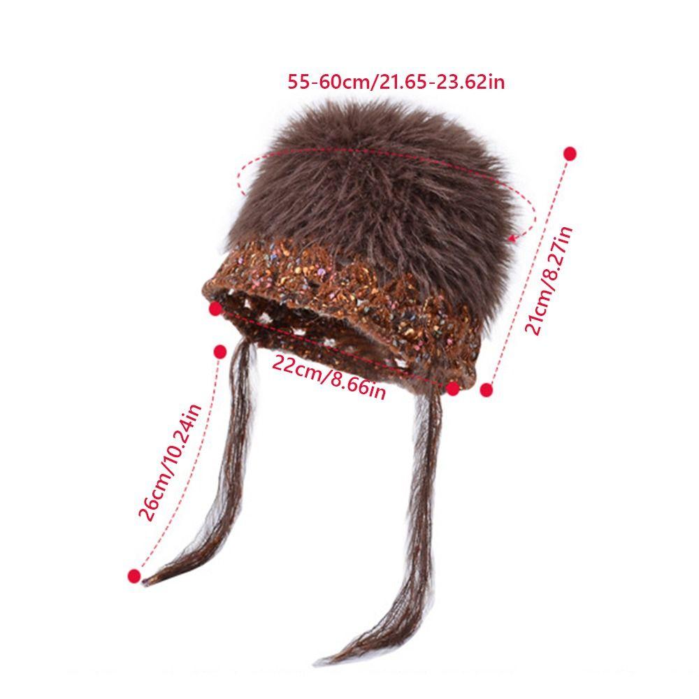Mixed-color Straps Handmade Knitted Cap Ear Protection Winter Warm Cap  Women Girls Maiden
