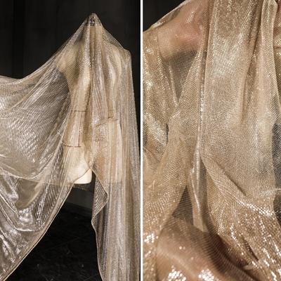 Rose Gold Bright Silk Mesh Fabric For Sewing Hollow Creative Wedding Dress Background Decoration Clothing Designer Fabric