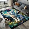 Crystal Velvet Mystical Moonlight Cat Print Area Rug – Vibrant Starry Night Design with Enchanted Forest & Mushrooms, Anti-Slip Home Decor C
