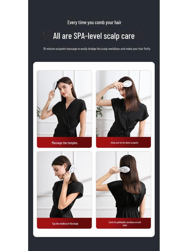 Saç Bakımı ve Saç Dökülmesine Karşı Kırmızı ve Mavi Iıklı Elektrikli Masaj Tarağı