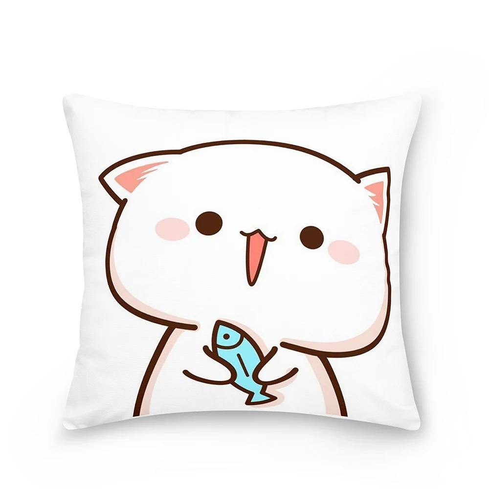 Home Peach Cat Cushion Cover Pillowcase Sofa Car Christmas Decoration Bedroom Living Room