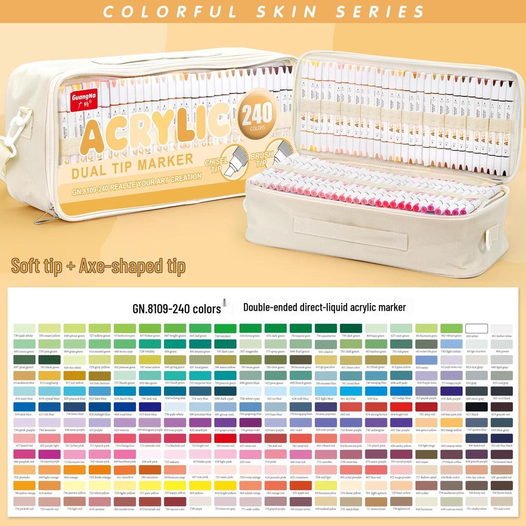Guangna 8109 Stackable Double-ended Acrylic Marker Pens for DIY Doodling, Journaling, and Art