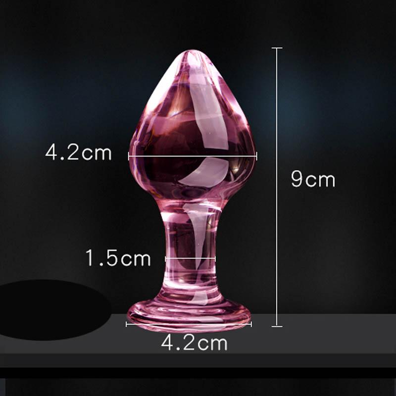 Pink Ribbed Glass Butt Plug Masturbation Sex Toy Explore Ass Play Women Man Gspot Stimulate Orgasmic Lesbian Backdoor Game