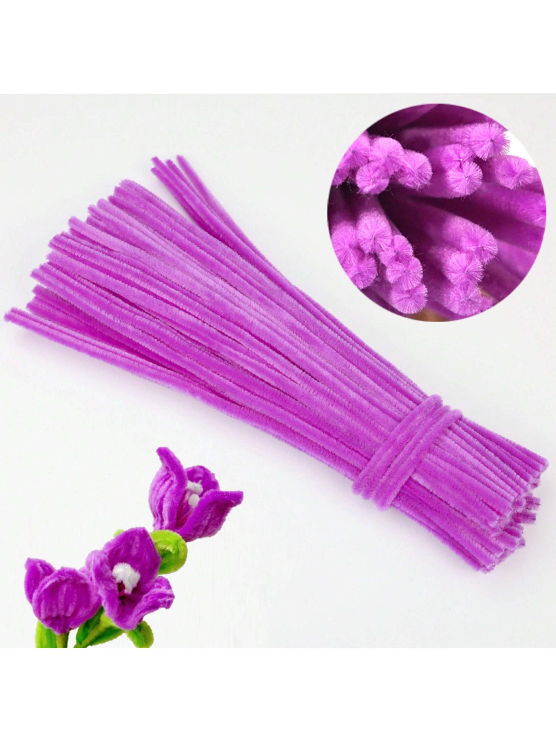 

100/300 PCS 6 Colors Gradient Purple Pipe Cleaners Chenille Stems, Pipe Cleaners Craft, Pipe Cleaners Set for DIY Art and Craft