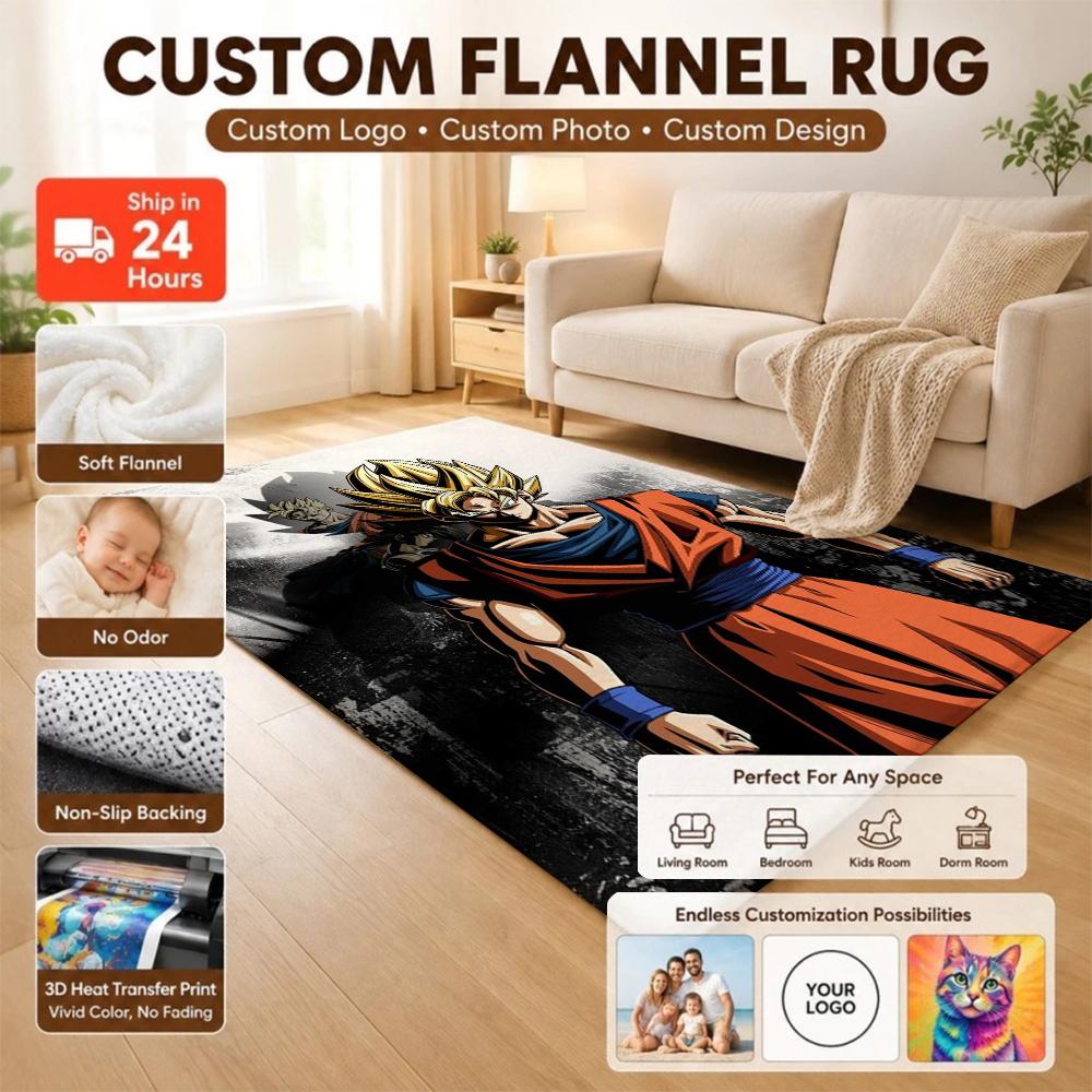 Super Saiyan Goku Patterned Rug Allseason Carpet For Kids Bedroom Play Area Home Decor Valentine'S Day Gift