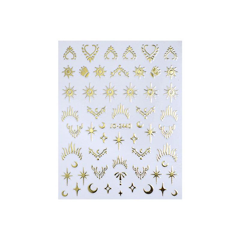 3D Silver Star & Moon Self-Adhesive Nail Decals