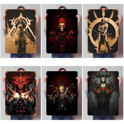 Placa de Metal Diablos Personalizável Cartazes de Jogo Decoração Sala de Jogos Homem Vintage Placa de Estanho para Decoração de Sala de Jogador Arte de Parede