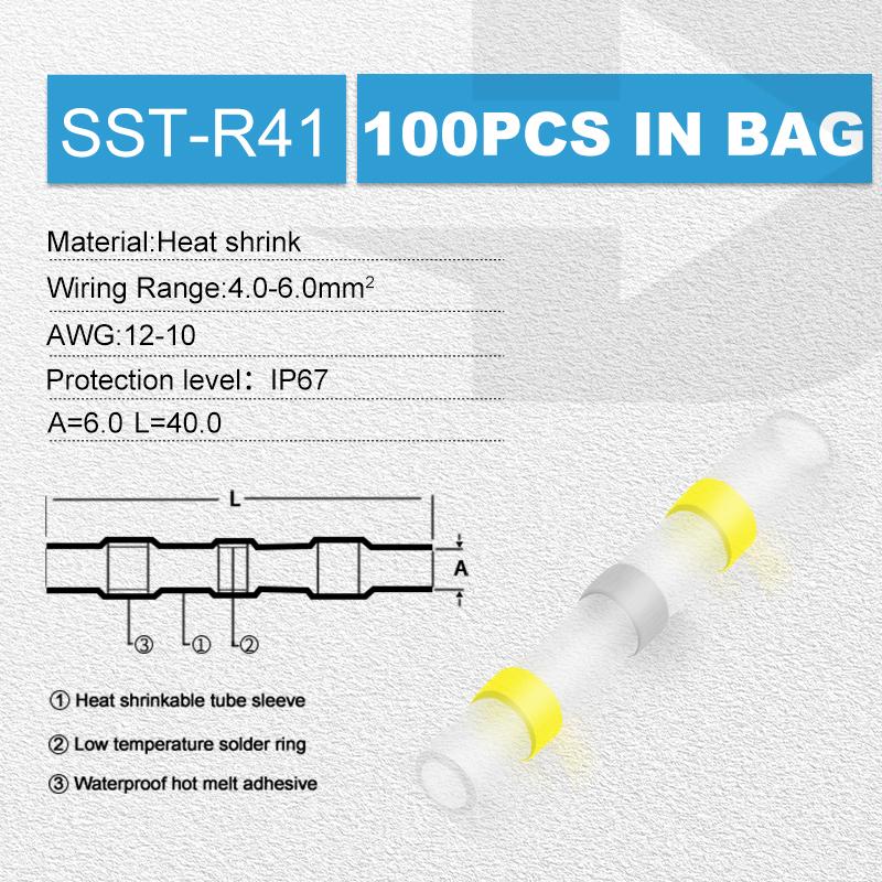 100 Stück Schrumpfverbinder Rot Schrumpf AWG 22 bis 18 Stoßverbinder Elektrische Verbinder Verzinnt Lötversiegelt Klemmen