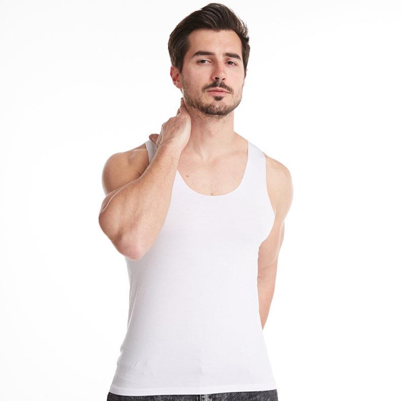Summer Men's Vest Shoulder Large Size Stretch Sweatshirt Sports Fitness Sleeveless T-shirt Solid Colour Vest Tops
