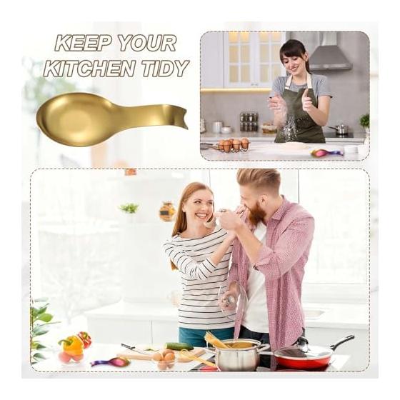 uxcell Spoon Rest 10.6x3.7 Inch Heat Resistant Stainless Steel Spoon Holder Kitchen Utensil Rest for Stovetop for Tongs Spatulas Rose Gold