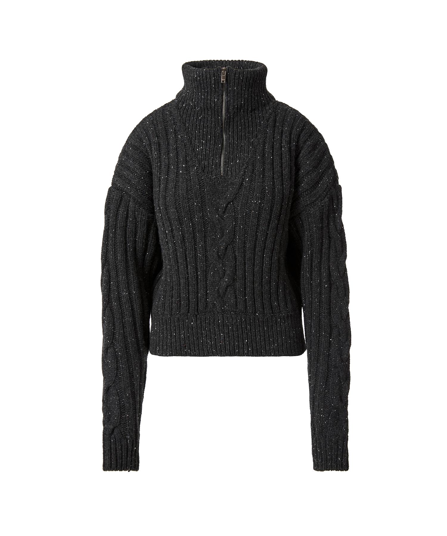 Dre Wool-Blend Quarter-Zip Cable Sweater_Charcoal Charcoal/L