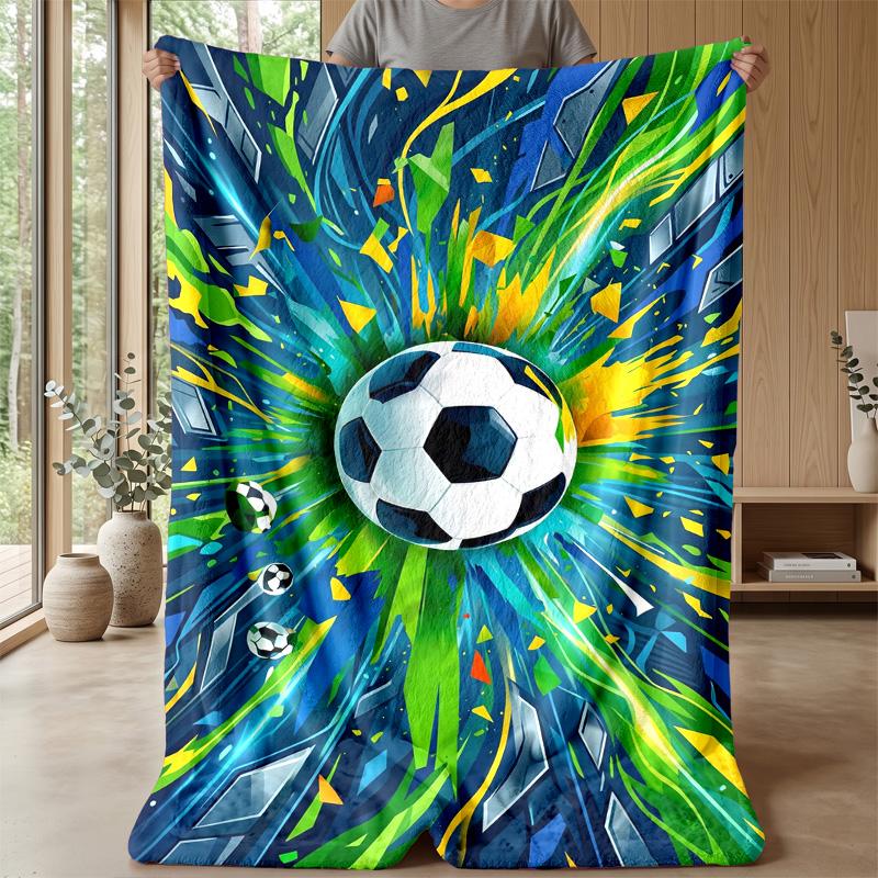 Soccer Ball Explosion 7 Theme Blanket Lightweight Warm Flannel Blanket Decorative Throw Blanket for Home Decoration