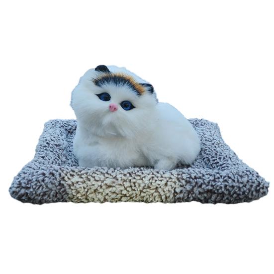 Simulovaná kočičí hračka s podložkou z bambusového uhlí pro odstranění zápachu, mňoukající plyšové kotě, vycpané zvířátko, panenka, domácí kancelář, stolní dekorace, ozdoba