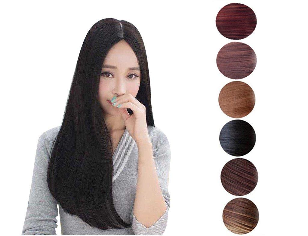 Remeehi Women's Full Wig, Long Wig with Center Parting and Long Bangs, Super Natural Straight Wig, Popular Fashion Style, Available in 3 Colors