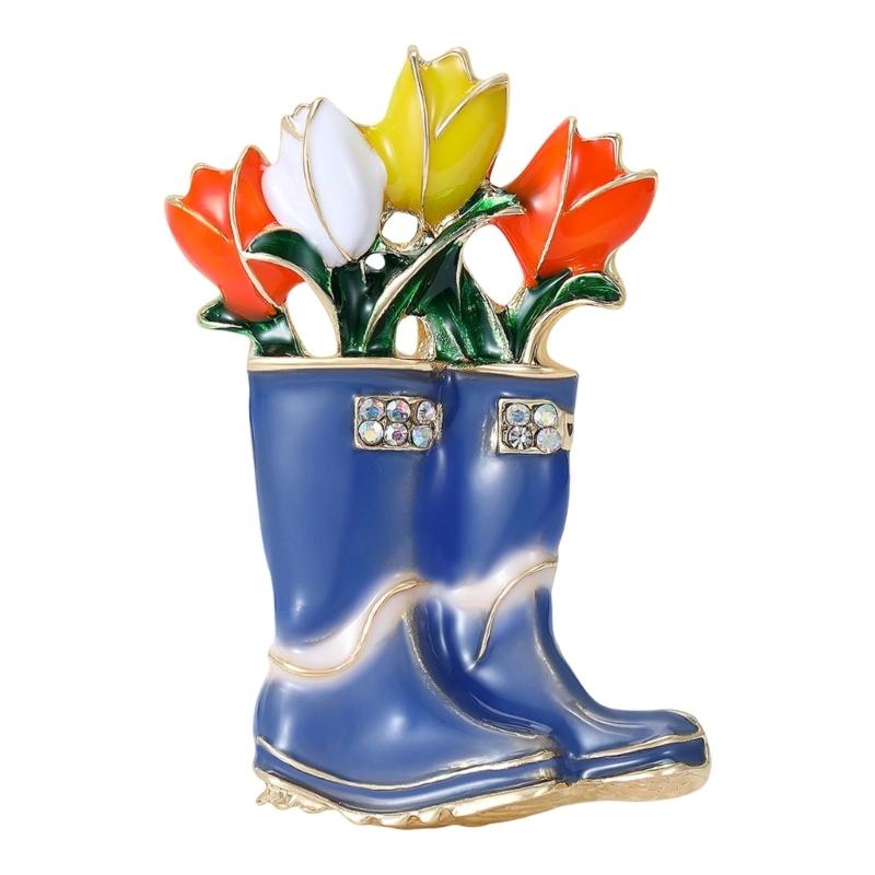 

Elegant Blue Pink Flower Shoe Lapel Pin Accessory Perfect For Jackets And Coats Gift For Friend And Family синій