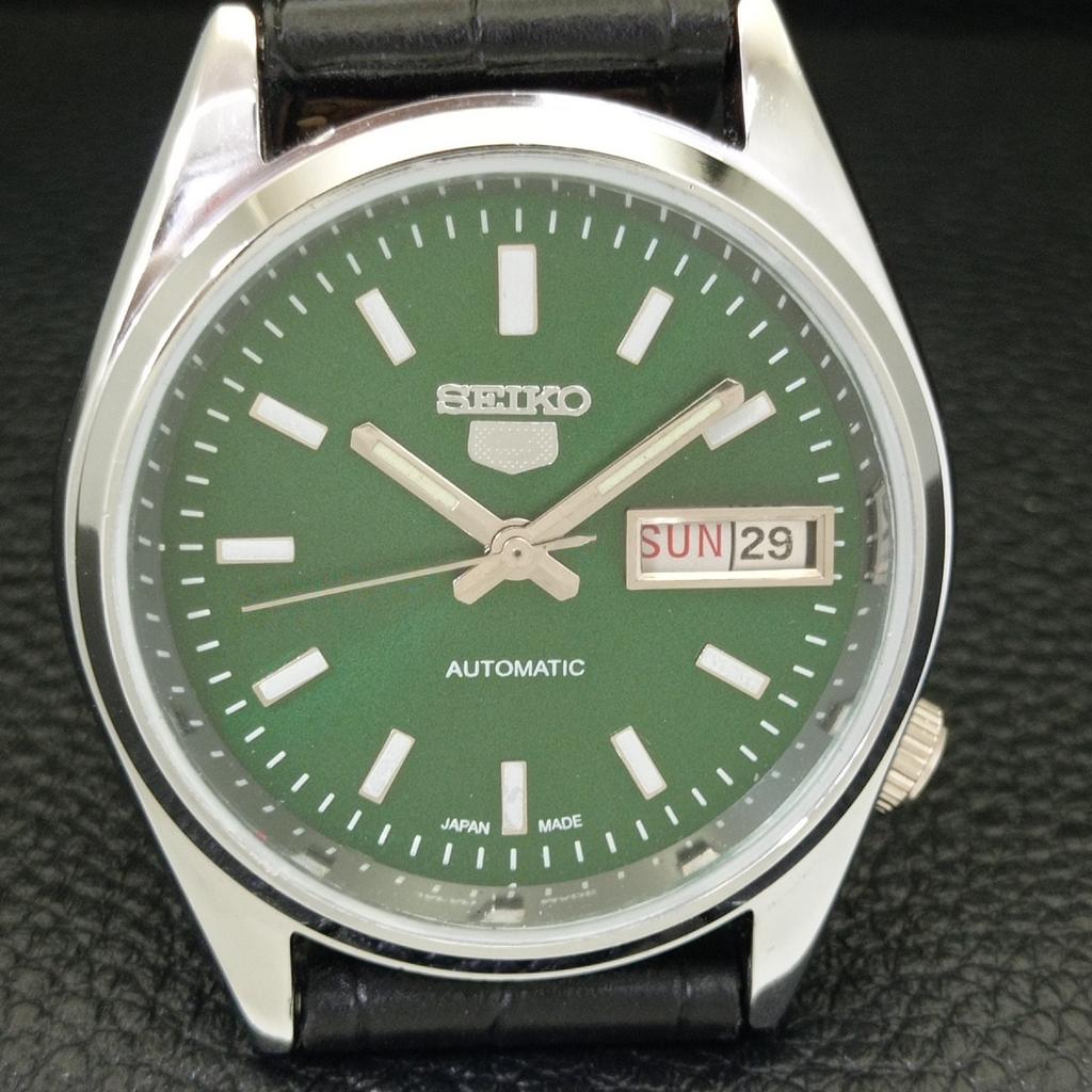JAPAN VINTAGE SEIKO 5 AUTOMATIC REFURBISHED MENS GREEN DIAL WATCH a440574-4 Sk-a440574