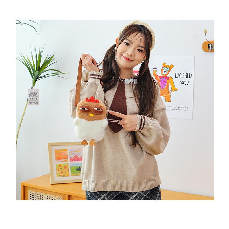 Cute Cackling Chicken Plush Crossbody Bag With Phone Compartment For Kids And Teens