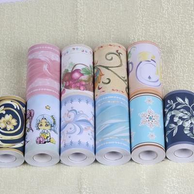 Bathroom Kitchen Waterproof Tile Bedroom Pastoral Waist Line Wall Sticker Self-Adhesive Baseboard Flower Skirt Wallpaper 10meter