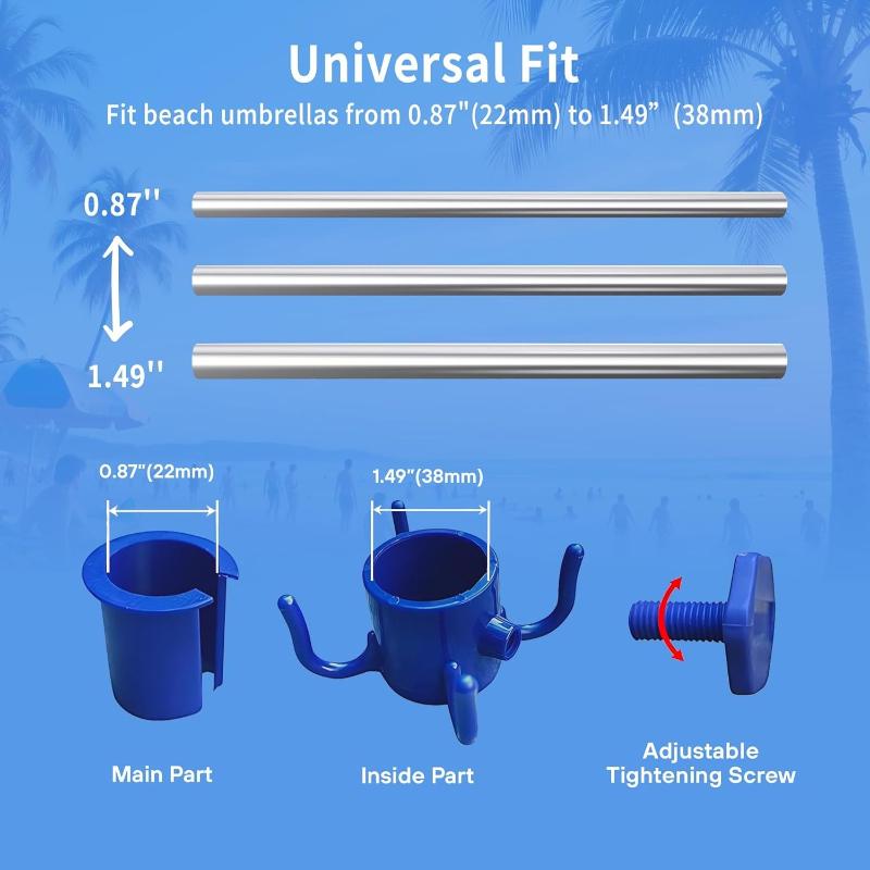 Beach Umbrella Hanging Hook 4Prong Plastic Umbrella Hook Hanging for Towels Hats Clothes Camera Sunglasses Bags Fit for Beach Camping Trips Blue&White