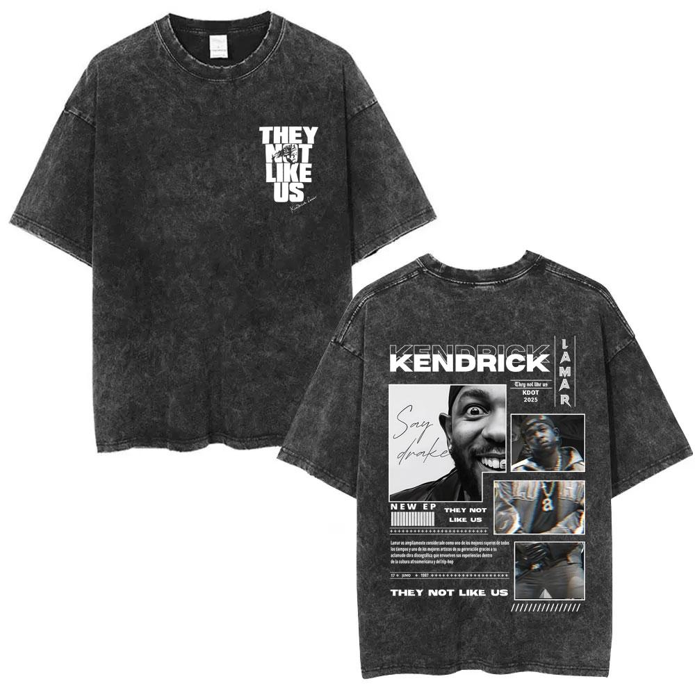 Washed Vintage Rapper Kendrick Lamar SZA Grand National Tour Tshirt They Not Like Us T Shirt Men Hip Hop Fashion Tshirt