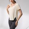 Damen Sommer Yoga V-Ausschnitt T-Shirts: Cool, Locker, Atmungsaktiv, Slim-Fit Kurzarm für Laufen und Fitness