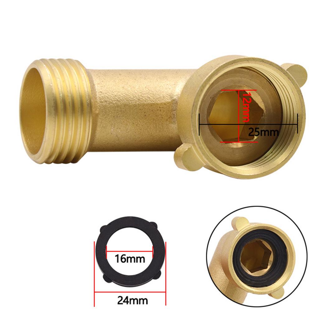 2 stk 90 graders hageslange albuekoblinger 3/4" kraftig slangeadapter med 4 O-ringer solid messing svanehalskobling