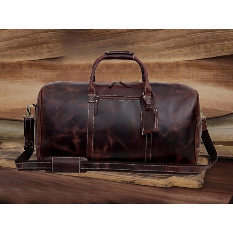 Handmade Leather Sports Duffle Mens Leather Travel Duffel Bag Overnight Bag Weekender Carry on Cabin Bag Christmas Gift Leather Duffel Bag