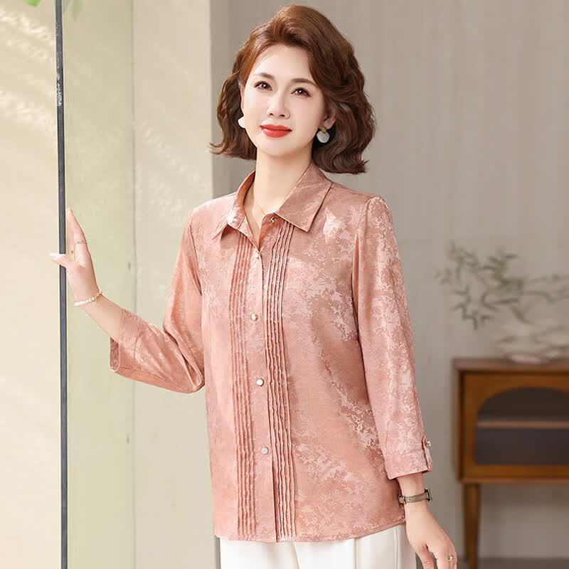 Women's Elegant Striped Chiffon Half-Sleeve Blouse