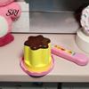 Role Play Feeding Toy Simulated Pudding with Retractable Spoon Pretend Role-Playing Plush Doll Accessory Baby Interactive Easter Basket Stuffers Gifts