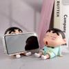 Crayon Shin-Chan Anime Figure Phone Holder Kawaii Desktop Ornaments Phone Support Mini GK Collection Ornament Toys Kids Presents