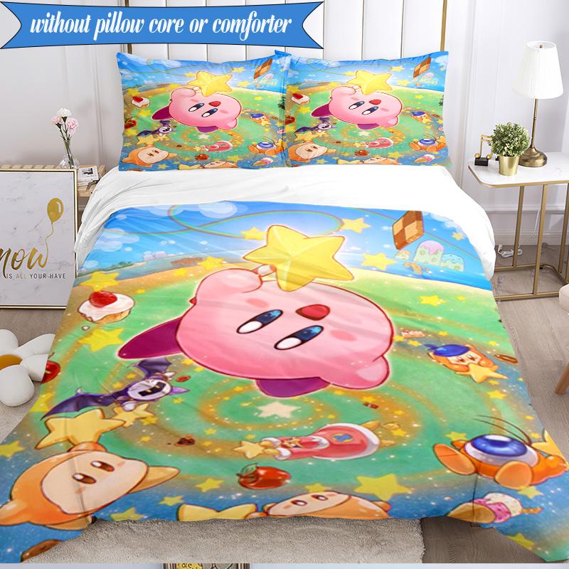 Rosa Pika Muster 3-teiliges K-Pop Musikgruppen Bettwäsche-Set, Ideal für Schlafzimmer, Wohnheim, Enthält Bettbezug und 2 Kissenbezüge, Fan-Geschenke