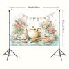 Fundo 2D de Bule Vintage e Biscoitos, Decoração para Festa no Jardim e Chá da Tarde