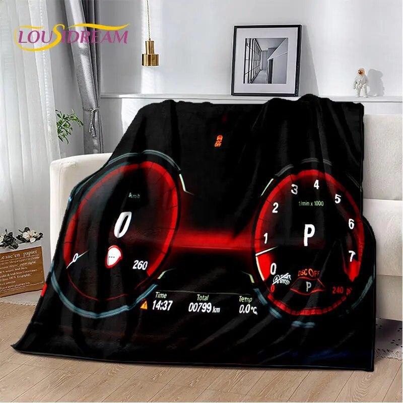 3D-Rennwagen-Armaturenbrett, weiche Plüsch-Steppdecke, Flanelldecke, Überwurfdecke für Wohnzimmer, Schlafzimmer, Bett, Sofa, Picknick-Abdeckung