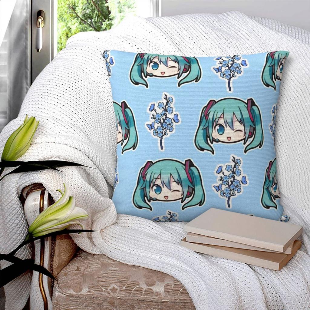 Hatsune Miku Anime Pillowcase Printed Polyester Cushion Cover Decorative Throw Pillow Case Cover Home Square Xcm