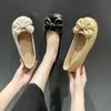 Bow-tie Shallow-mouth Doudou Shoes, One-pedal Soft-soled Soft Leather with Skirt, Single Shoes, Ladyshoes In Spring and Autumn