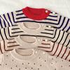Maglioni per neonati per ragazzo e ragazza, maglione in cotone neonato con scollo tondo a righe e fondo a pois