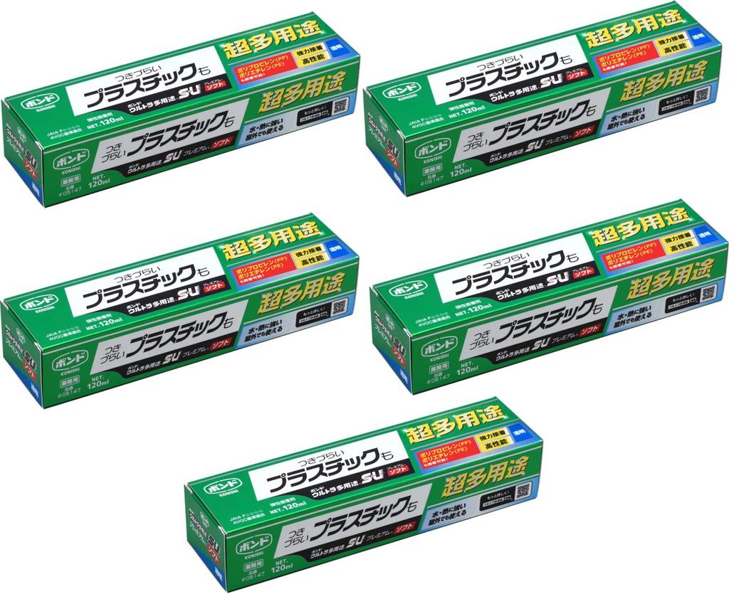 Konishi Bond Ultra Premium Soft 120ml 5 Strong Adhesion for Indoor and Outdoor and Uneven Including Wet Areas Multi-Purpose S/U Clear, #05147,