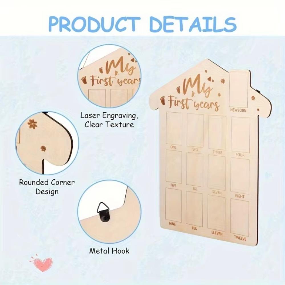 Wooden Baby’s First Year Picture Frame Commemorative Baby Keepsake Frame  1st Birthday Gift