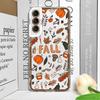 Fall Maple Leaf Pumpkin Coffee Transparent Phone Case for Samsung Galaxy S25 S24 S23 Ultra S22 S21 S20 Plus S24 FE 5G Soft Cover